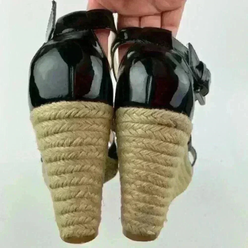 Calvin Klein 10 Emmah Patent Leather Espadrilles